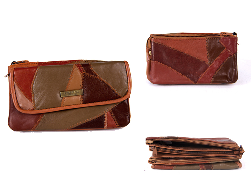 (image for) 4684 TAN LEATHER PATCHWORK PURSE